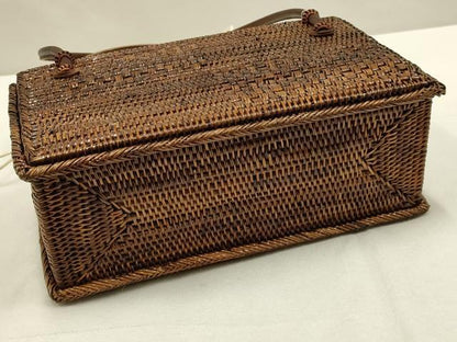 平和屋着物●和装小物　和装バッグ　ハンドバッグ　籠バッグ　アタ製品　巾着　木玉　逸品　未使用　AAAW4533ay