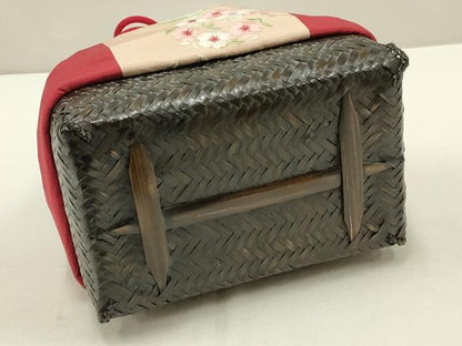 平和屋着物●和装小物 和装バッグ 信玄袋 籠 刺繍 花柄 竹 バンブー 逸品 AAAW4537ay