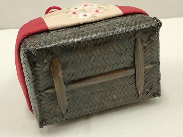 平和屋着物●和装小物 和装バッグ 信玄袋 籠 刺繍 花柄 竹 バンブー 逸品 AAAW4537ay