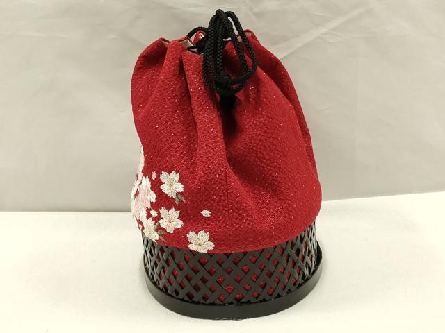 平和屋着物●和装小物 和装バッグ 信玄袋 籠 刺繍 花柄 金糸 竹 バンブー 逸品 AAAW4538ay