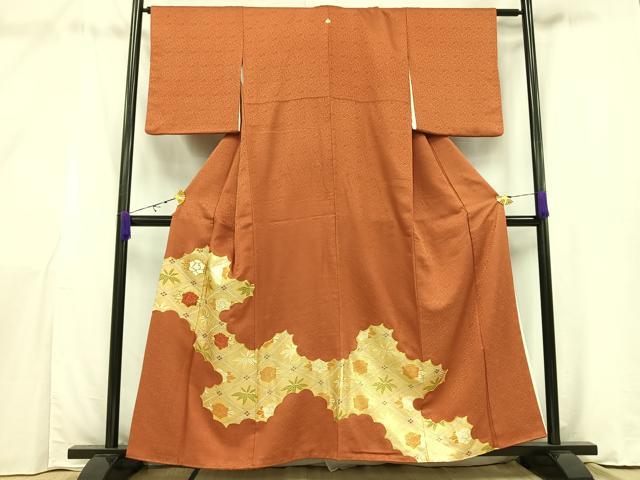 平和屋着物■豪華色留袖　駒刺繍　霞草花文　金彩　正絹　逸品　AAAW5109mf