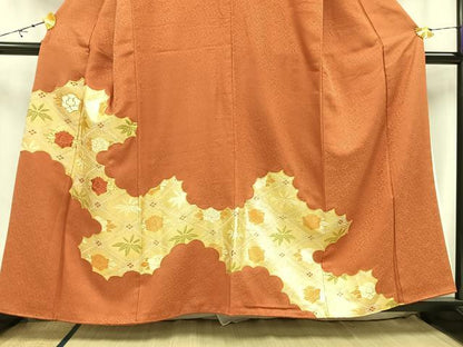 平和屋着物■豪華色留袖　駒刺繍　霞草花文　金彩　正絹　逸品　AAAW5109mf