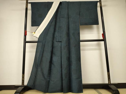 平和屋着物▽上質な小紋　単衣　雪輪文　正絹　逸品　AAAW5167jd