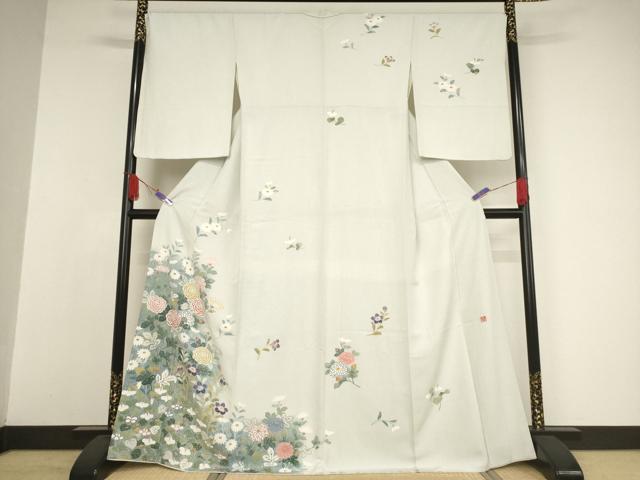 平和屋着物●訪問着 友禅 作家物 森 草花文 正絹 逸品 AAAW5216br