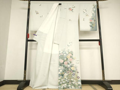 平和屋着物●訪問着 友禅 作家物 森 草花文 正絹 逸品 AAAW5216br