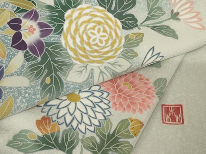 平和屋着物●訪問着 友禅 作家物 森 草花文 正絹 逸品 AAAW5216br