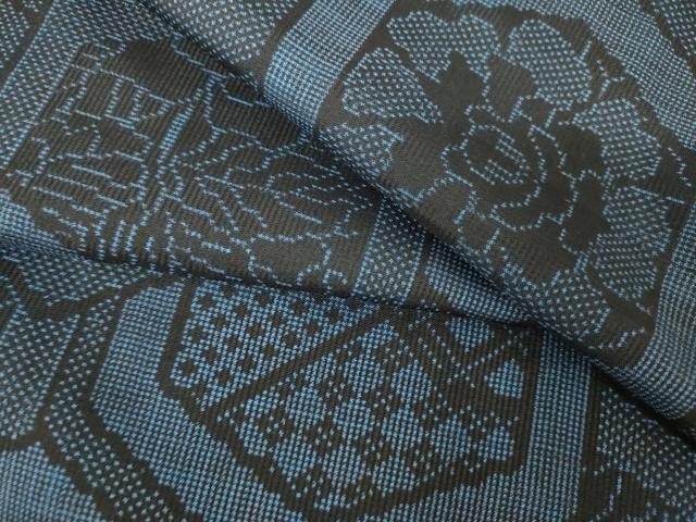 平和屋着物●本場大島紬 一元7マルキ 吉祥亀甲花文 正絹 逸品 AAAW5249br