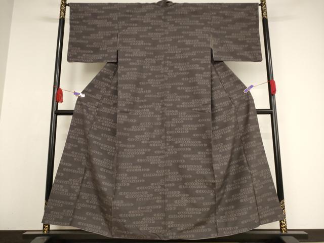 平和屋着物●結城紬 80亀甲 エ霞文 正絹 逸品 AAAW5252br