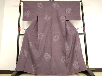 平和屋着物●結城紬 100亀甲 冊子花文 正絹 逸品 未使用 AAAW5275br