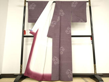 平和屋着物●結城紬 100亀甲 冊子花文 正絹 逸品 未使用 AAAW5275br