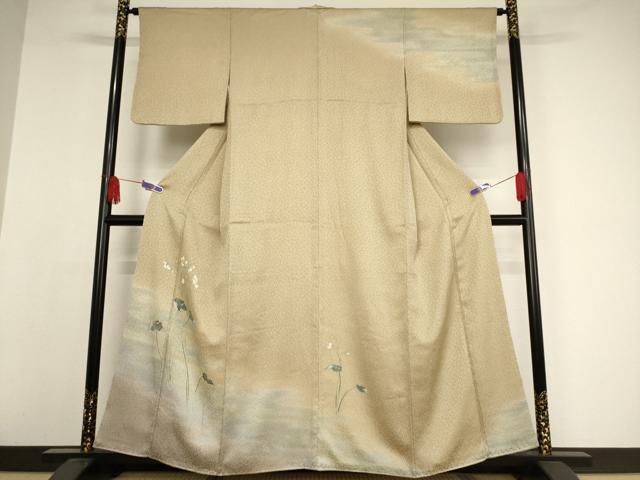 平和屋着物●訪問着　友禅　絞り　草花文　暈し染め　正絹　逸品　AAAW5282br