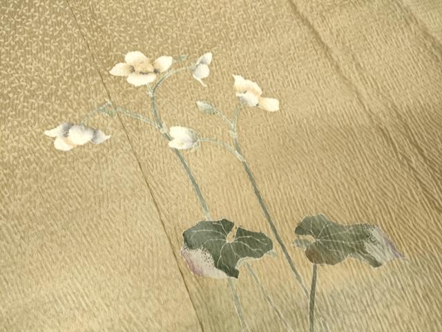平和屋着物●訪問着　友禅　絞り　草花文　暈し染め　正絹　逸品　AAAW5282br