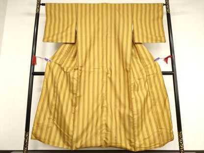 平和屋着物●本場黄八丈　まるまなこ　紬　間道　正絹　逸品　AABI2618cs
