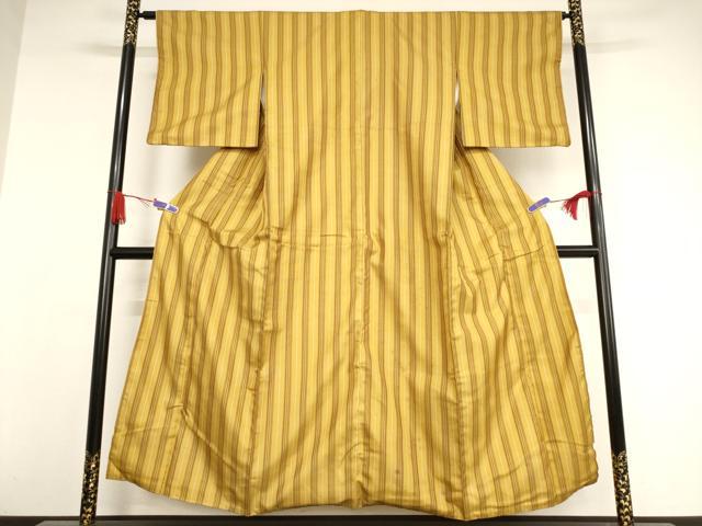 平和屋着物●本場黄八丈　まるまなこ　紬　間道　正絹　逸品　AABI2618cs