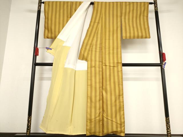 平和屋着物●本場黄八丈　まるまなこ　紬　間道　正絹　逸品　AABI2618cs