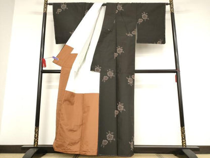 平和屋着物●上質な紬　舞花文　正絹　逸品　未使用　AAAW5296br