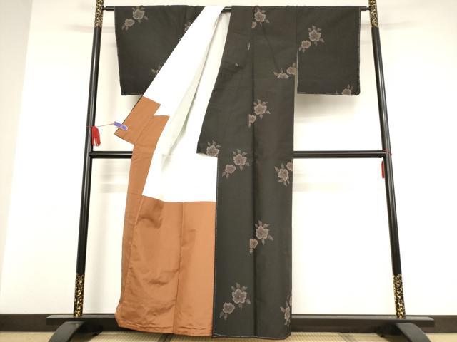 平和屋着物●上質な紬　舞花文　正絹　逸品　未使用　AAAW5296br