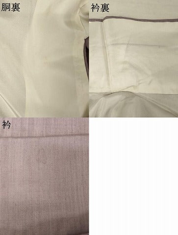 平和屋着物●国指定重要無形文化財　本場久米島紬　手織　浅紫色　反端付き　正絹　逸品　AAAW5306br