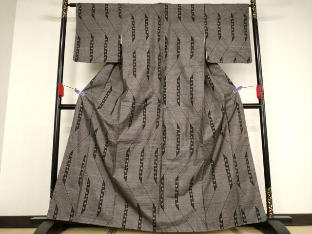 平和屋着物●本場大島紬 カタス9マルキ 変わり縞花文 正絹 逸品 AAAW5309br