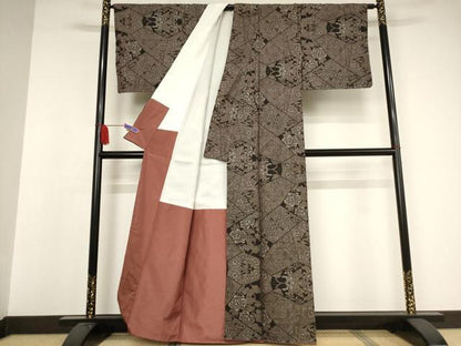 平和屋着物●本場大島紬　一元絣　氷割れ草花文　正絹　逸品　AAAW5310br