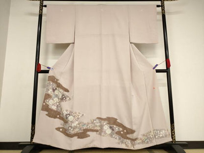 平和屋着物●十日町　名門　滝泰謹製　色留袖　作家物　辻が花　絞り　霞花鳥文　正絹　逸品　AAAW5325br