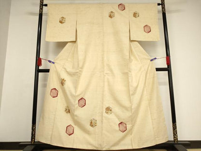 平和屋着物●訪問着 紬地 絞り 辻が花 亀甲花文 正絹 逸品 AAAW5327br