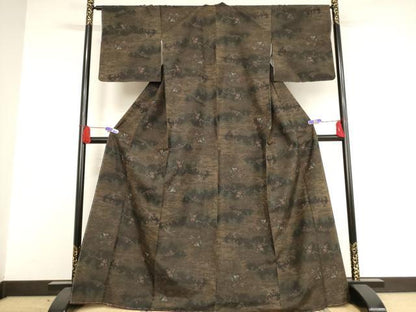 平和屋着物●上質な紬 枝葉文 正絹 逸品 未使用 AAAW5347br