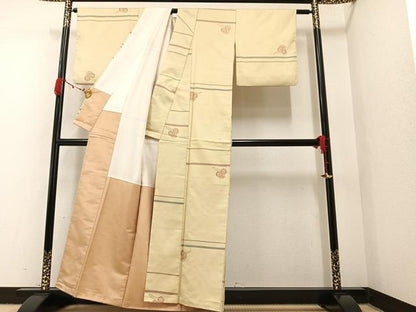 平和屋着物■お召　御所車文　正絹　逸品　AAAW5462ph