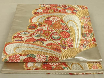平和屋着物◎六通柄袋帯　舞花文　金銀糸　正絹　逸品　AAAW5533ou