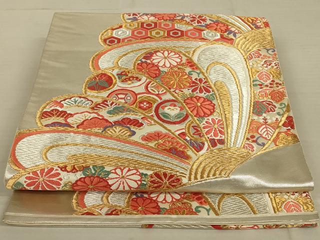 平和屋着物◎六通柄袋帯　舞花文　金銀糸　正絹　逸品　AAAW5533ou
