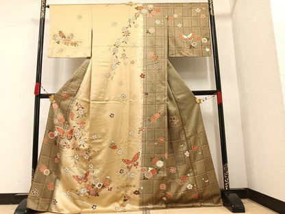 平和屋着物●訪問着　花蝶文　金彩　松屋扱い　正絹　逸品　AAAW5561ph