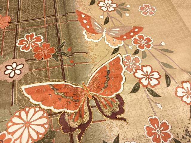 平和屋着物●訪問着　花蝶文　金彩　松屋扱い　正絹　逸品　AAAW5561ph