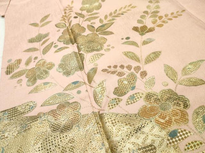 平和屋着物●訪問着 枝花文 暈し染め 金彩 正絹 逸品 AAAW5888cs