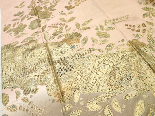 平和屋着物●訪問着 枝花文 暈し染め 金彩 正絹 逸品 AAAW5888cs