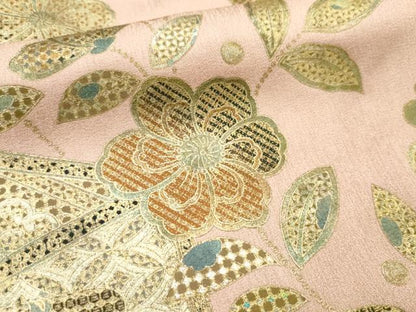 平和屋着物●訪問着 枝花文 暈し染め 金彩 正絹 逸品 AAAW5888cs