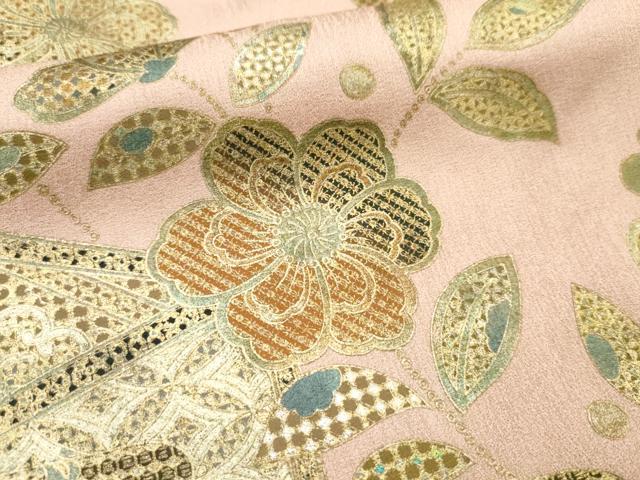 平和屋着物●訪問着 枝花文 暈し染め 金彩 正絹 逸品 AAAW5888cs