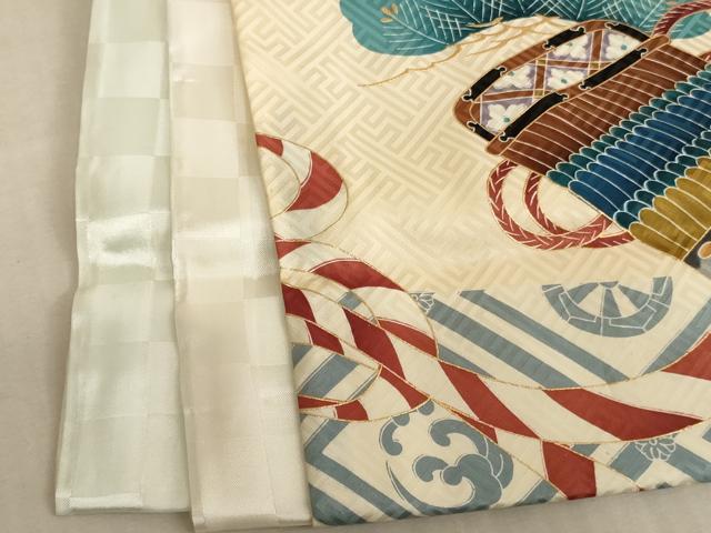 平和屋着物[]七五三　男の子　5歳　のしめ　祝着・行灯袴セット　駒刺繍　兜　金彩　逸品　AAAW6819ja