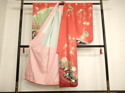 平和屋着物∵女の子 十三参り 子供 駒刺繍 流水花手毬文 暈し染め 金彩 正絹 逸品 AAAW6824ja