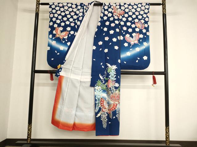 平和屋着物∵女の子　十三参り　子供　祝着　花蝶手毬文　暈し染め　金銀彩　正絹　逸品　AAAW6883ja