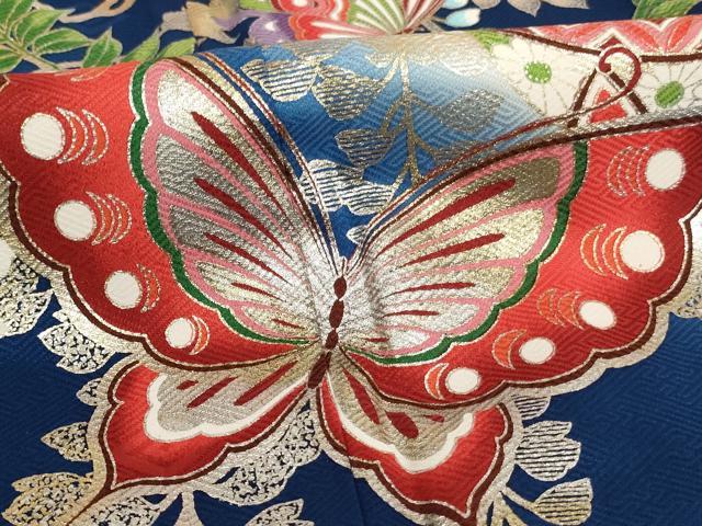 平和屋着物∵女の子　十三参り　子供　祝着　花蝶手毬文　暈し染め　金銀彩　正絹　逸品　AAAW6883ja