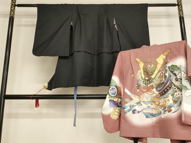 平和屋着物[]七五三　男の子　5歳　祝着・羽織セット　兜几帳文　暈し染め　金彩　AAAW6939ja