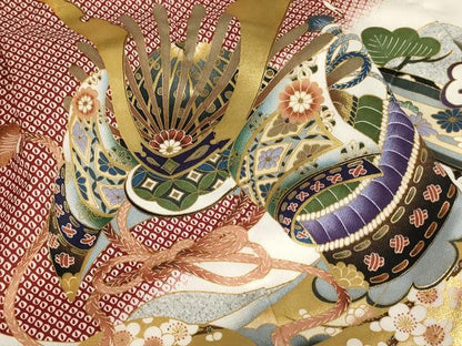 平和屋着物[]七五三　男の子　5歳　祝着・羽織セット　兜几帳文　暈し染め　金彩　AAAW6939ja