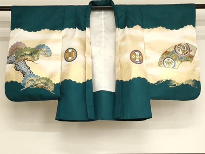 平和屋着物[]七五三　男の子　5歳　羽織　鷹　兜　暈し染め　金彩　洗える着物　AAAW6946ja