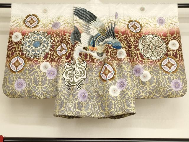 平和屋着物[]七五三　男の子　5歳　羽織　刺繍　鷹　暈し染め　金糸　金彩　AAAW6948ja
