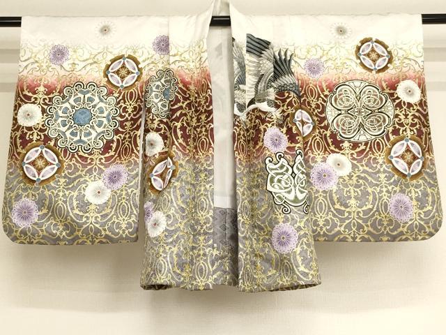 平和屋着物[]七五三　男の子　5歳　羽織　刺繍　鷹　暈し染め　金糸　金彩　AAAW6948ja