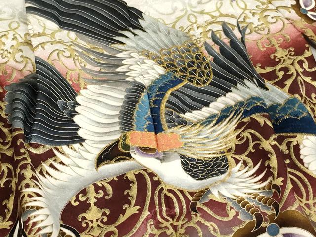 平和屋着物[]七五三　男の子　5歳　羽織　刺繍　鷹　暈し染め　金糸　金彩　AAAW6948ja