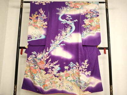 平和屋着物∵女の子 十三参り 子供 祝着 風景花文 暈し染め 金彩 正絹 逸品 AAAW6972ja