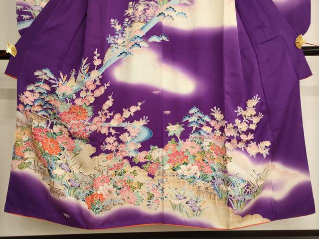 平和屋着物∵女の子 十三参り 子供 祝着 風景花文 暈し染め 金彩 正絹 逸品 AAAW6972ja
