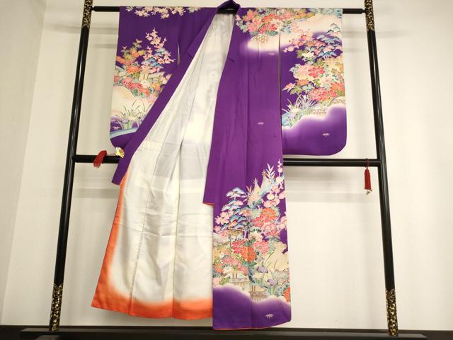 平和屋着物∵女の子 十三参り 子供 祝着 風景花文 暈し染め 金彩 正絹 逸品 AAAW6972ja