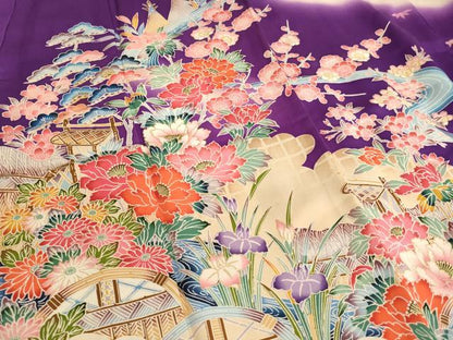 平和屋着物∵女の子 十三参り 子供 祝着 風景花文 暈し染め 金彩 正絹 逸品 AAAW6972ja